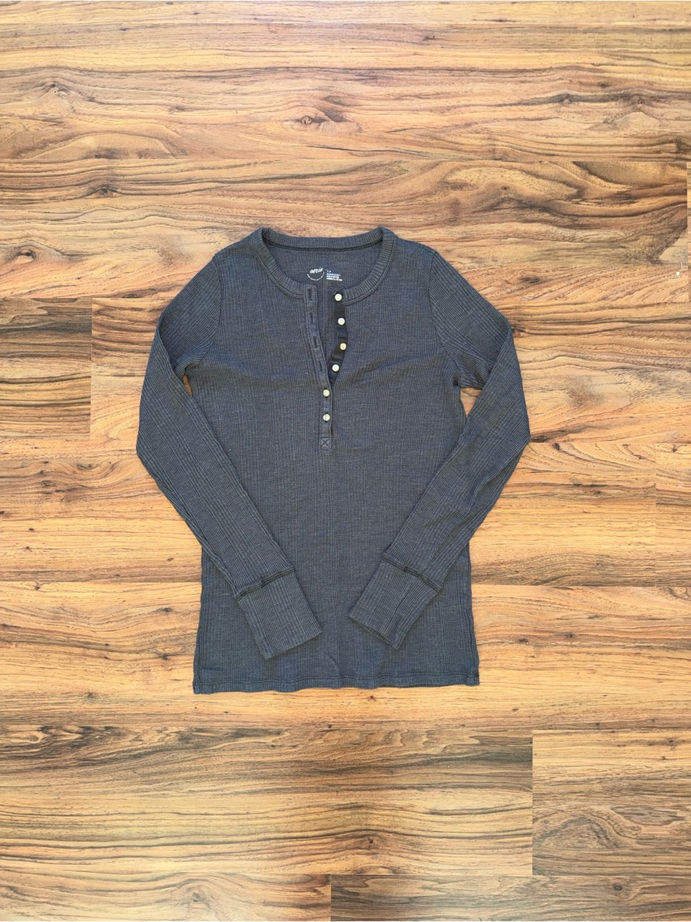 aerie Grey Henley Waffle Weave